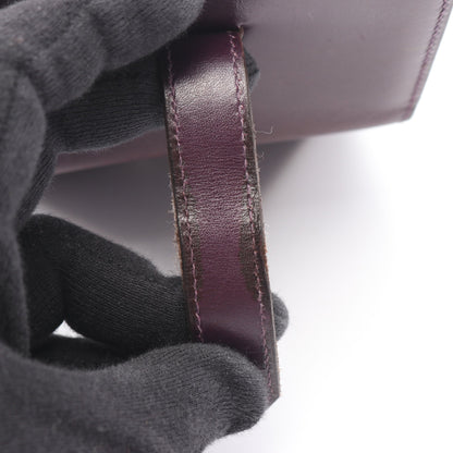 ベアンミニ レザン カードケース ボックスカーフ ダークパープル シルバー金具 □L刻印 エルメス