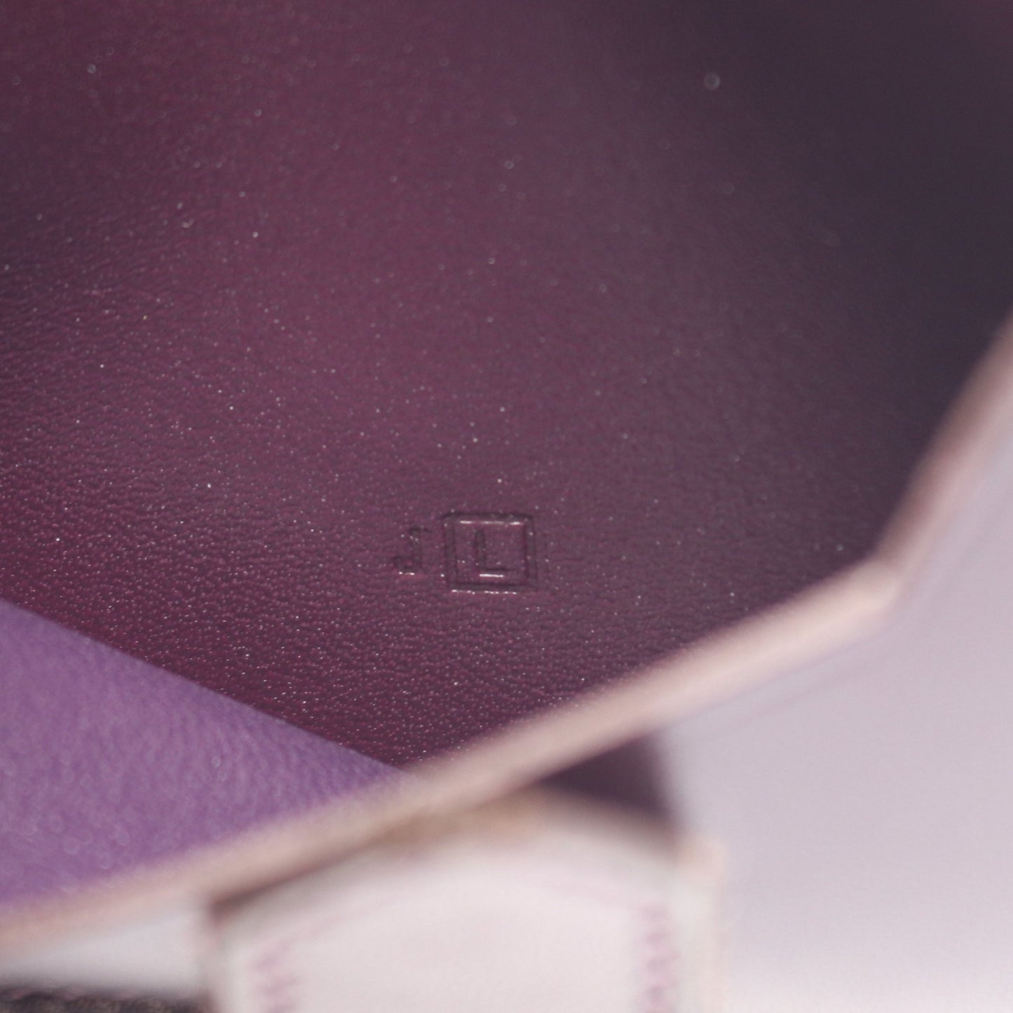 ベアンミニ レザン カードケース ボックスカーフ ダークパープル シルバー金具 □L刻印 エルメス