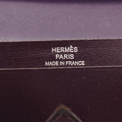 ベアンミニ レザン カードケース ボックスカーフ ダークパープル シルバー金具 □L刻印 エルメス