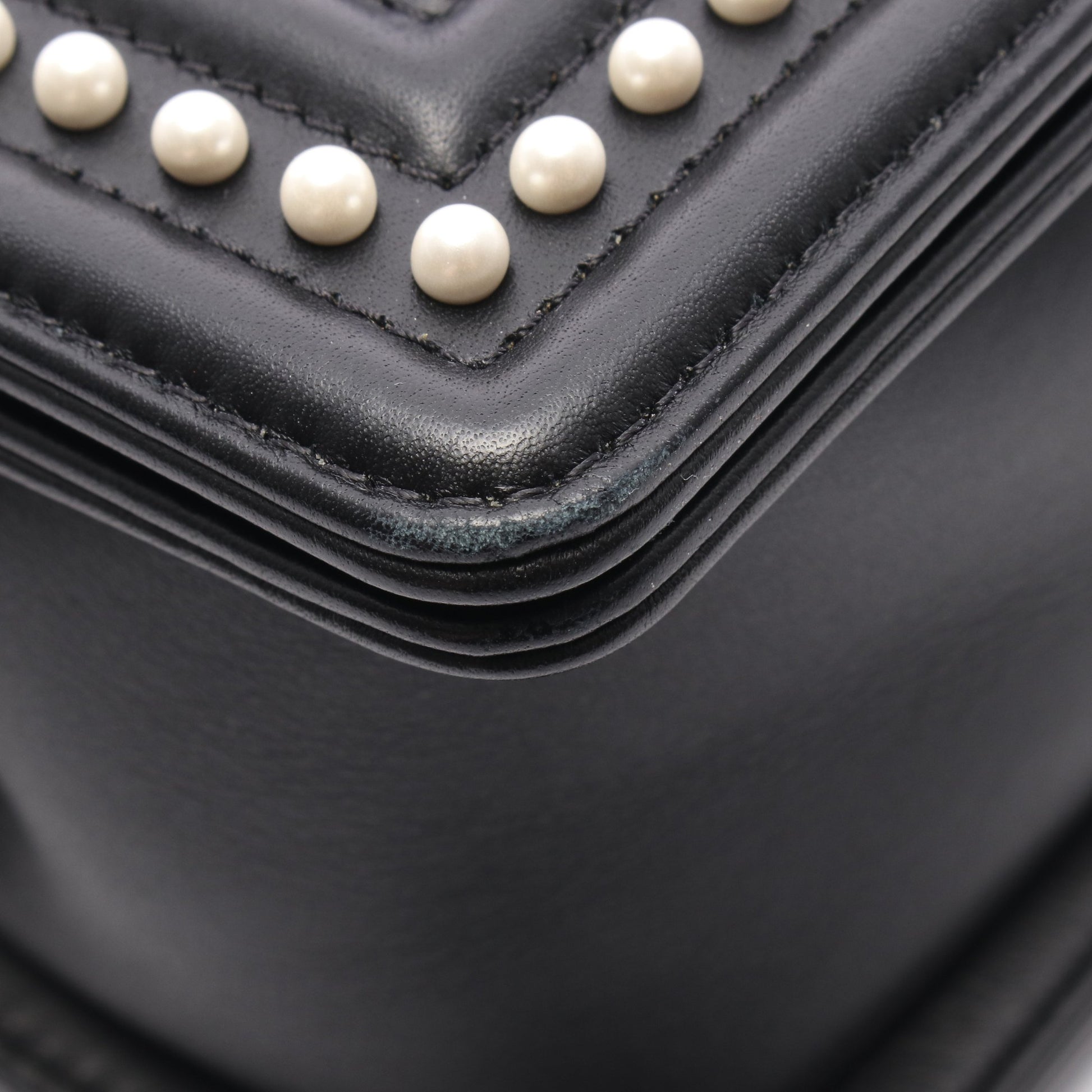 ボーイシャネル チェーンショルダーバッグ ツイード レザー ブラック シルバー金具 シャネル バッグ CHANEL