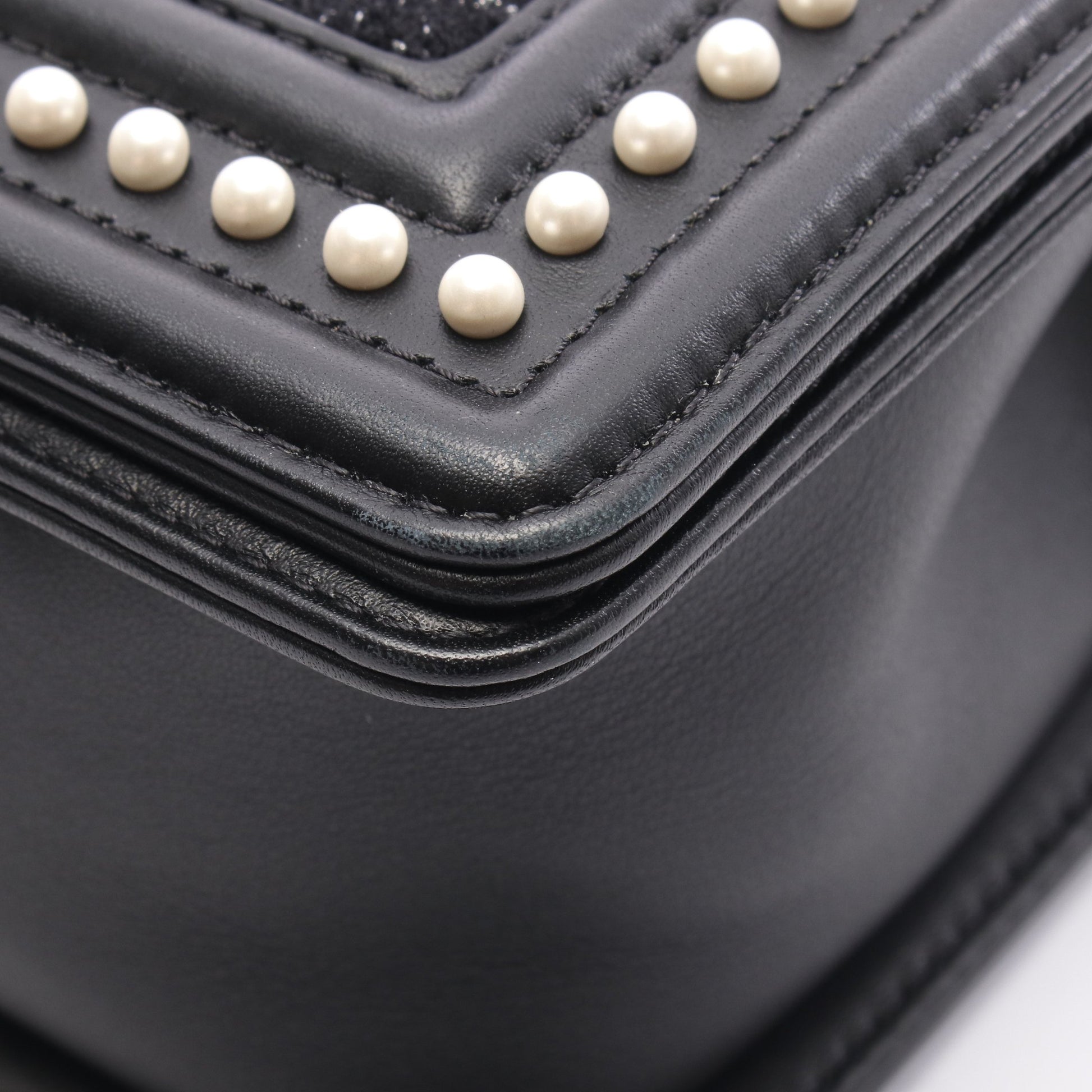 ボーイシャネル チェーンショルダーバッグ ツイード レザー ブラック シルバー金具 シャネル バッグ CHANEL