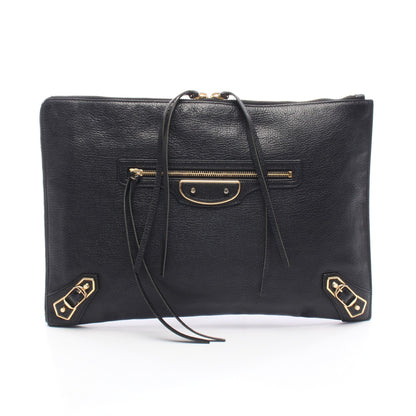 クラシック メタリック エッジ クラッチバッグ レザー ブラック バレンシアガ バッグ BALENCIAGA