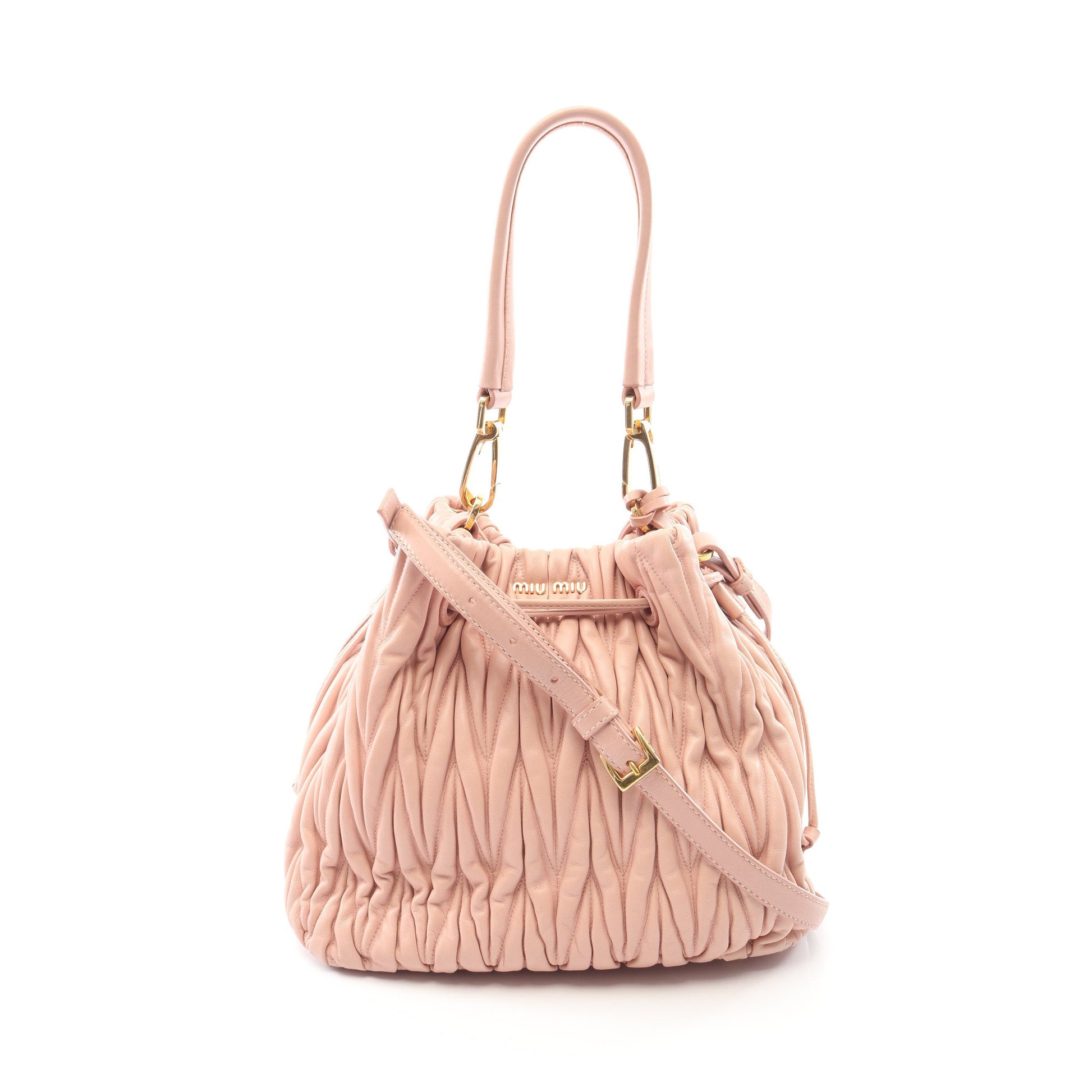 マテラッセ 2WAY ハンドバッグ レザー ピンクベージュ ミュウミュウ バッグ miu miu
