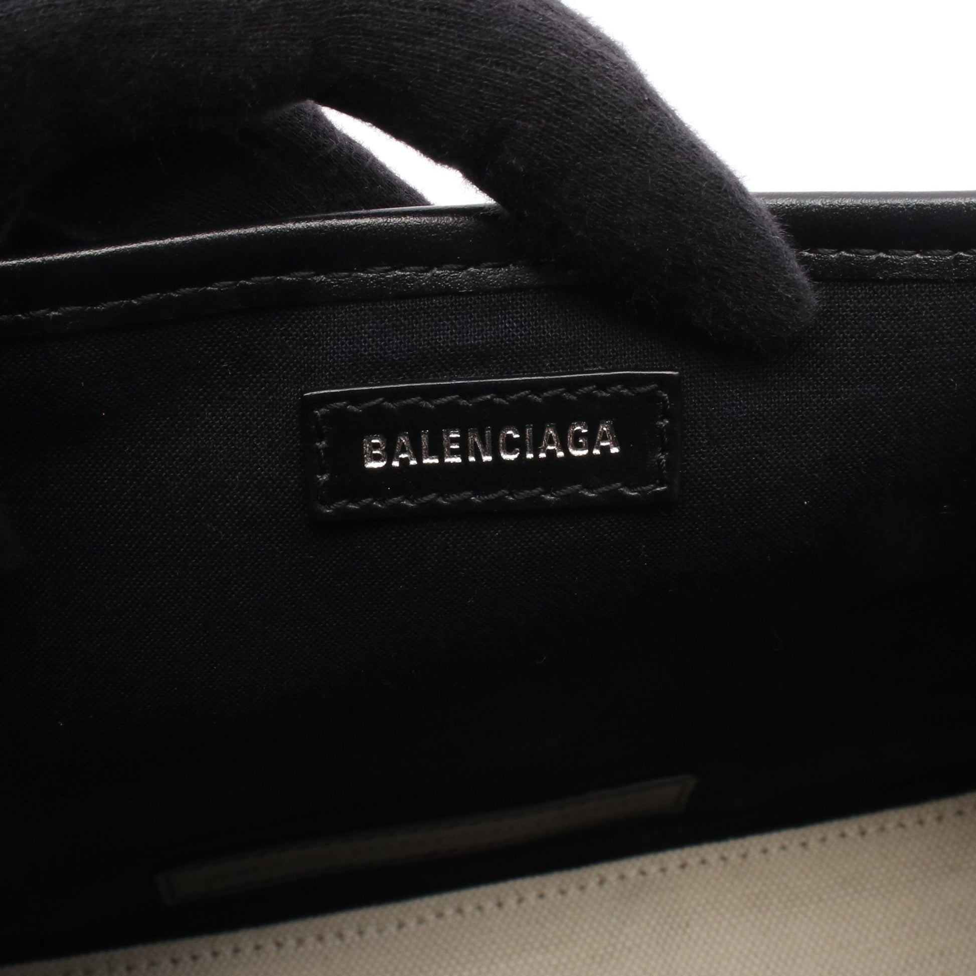 ネイビーカバ XS 2WAY ハンドバッグ キャンバス レザー アイボリー ブラック バレンシアガ バッグ BALENCIAGA