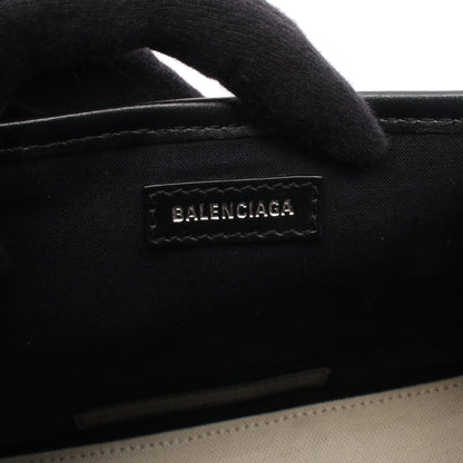 ネイビーカバ XS 2WAY ハンドバッグ キャンバス レザー アイボリー ブラック バレンシアガ バッグ BALENCIAGA