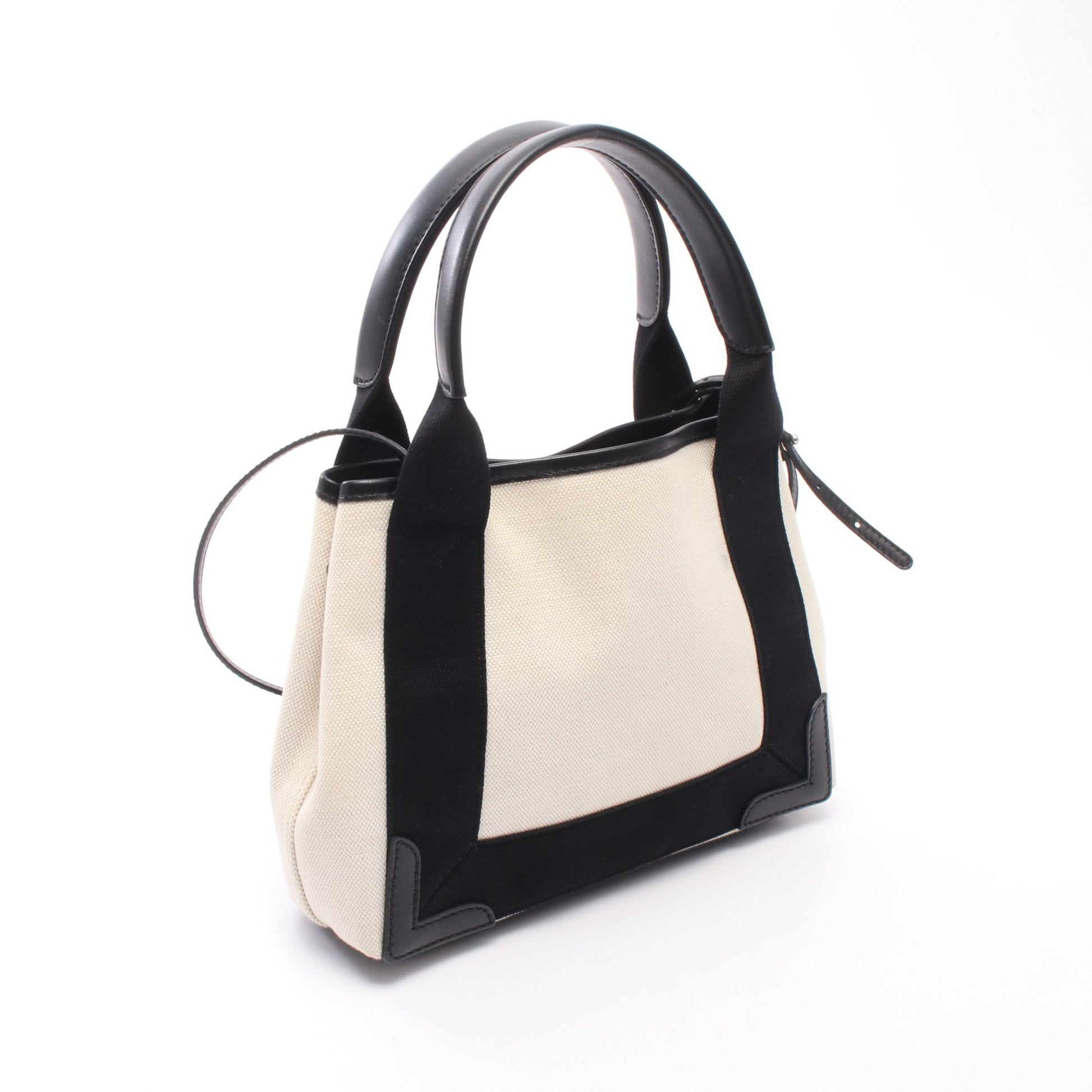 ネイビーカバ XS 2WAY ハンドバッグ キャンバス レザー アイボリー ブラック バレンシアガ バッグ BALENCIAGA