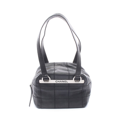 チョコバー ハンドバッグ ミニボストンバッグ レザー ブラック シルバー金具 シャネル バッグ CHANEL