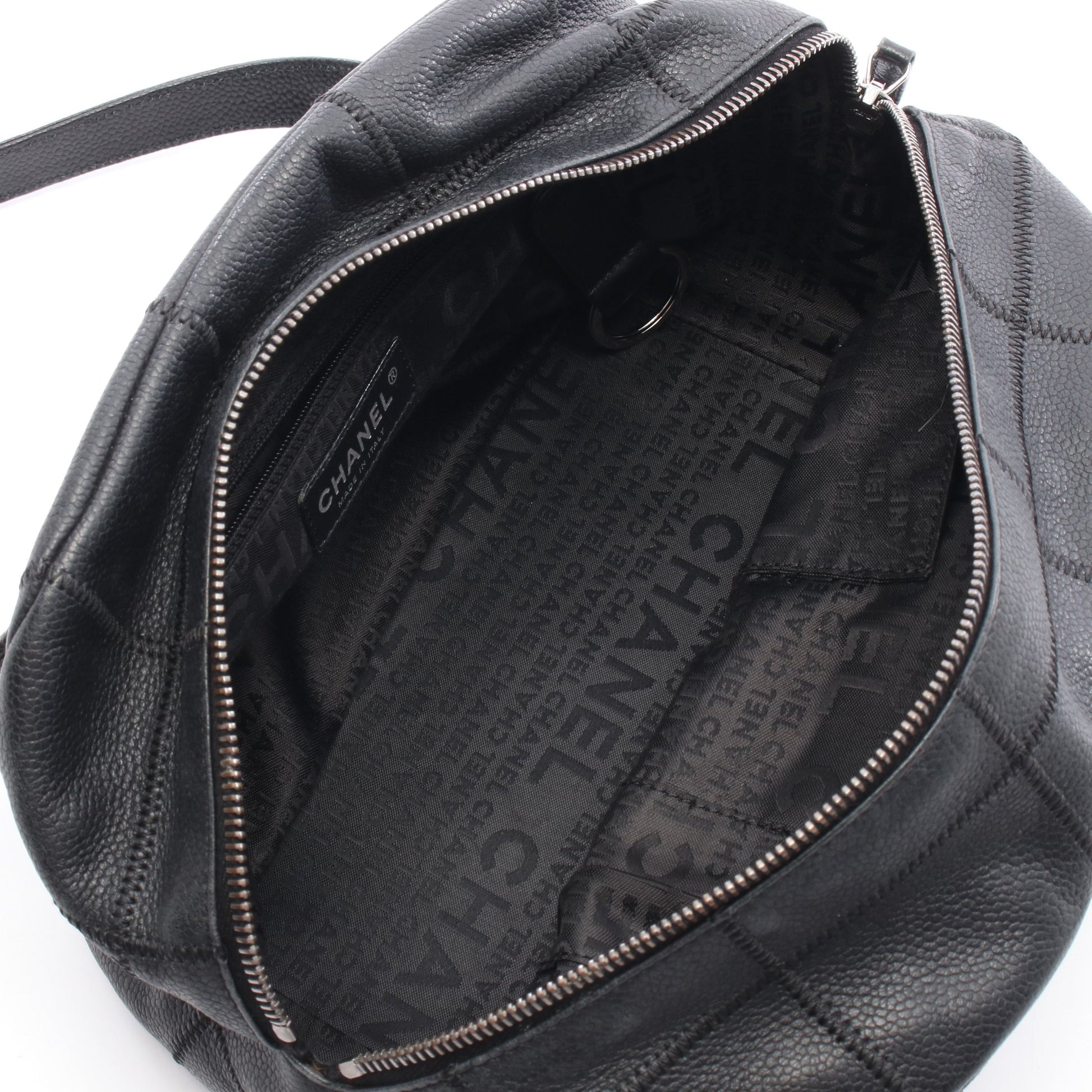 チョコバー ハンドバッグ ミニボストンバッグ レザー ブラック シルバー金具 シャネル バッグ CHANEL