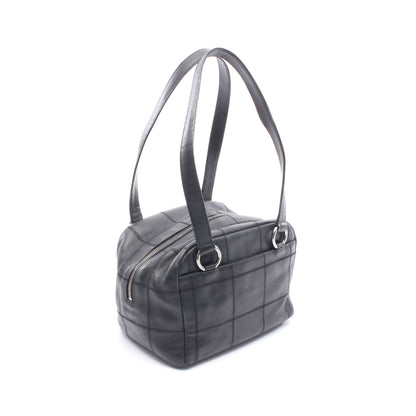 チョコバー ハンドバッグ ミニボストンバッグ レザー ブラック シルバー金具 シャネル バッグ CHANEL