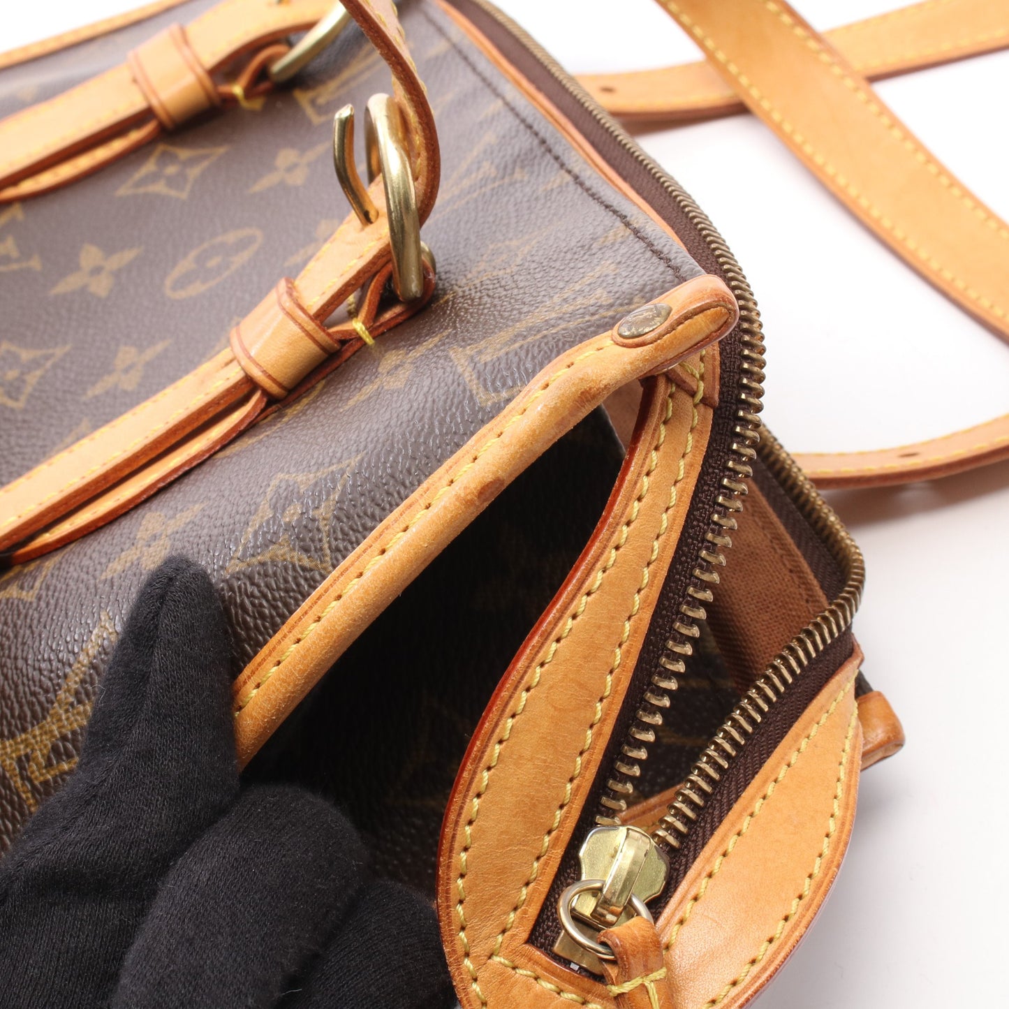 ポパンクール オ モノグラム ショルダーバッグ トートバッグ PVC レザー ブラウン ルイヴィトン バッグ LOUIS VUITTON