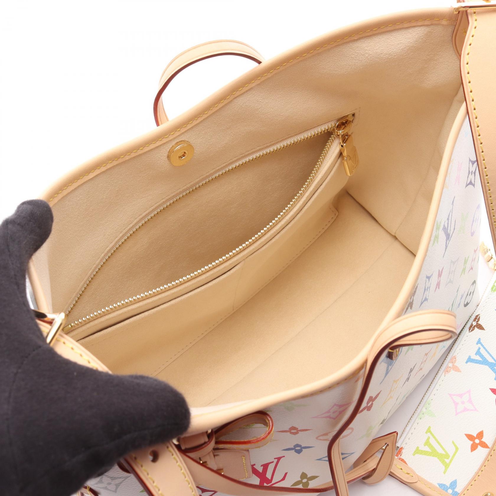 LV × TM キャリーオール NM PM モノグラムマルチカラー ショルダーバッグ PVC レザー ホワイト マルチカラー ルイヴィトン バッグ LOUIS VUITTON