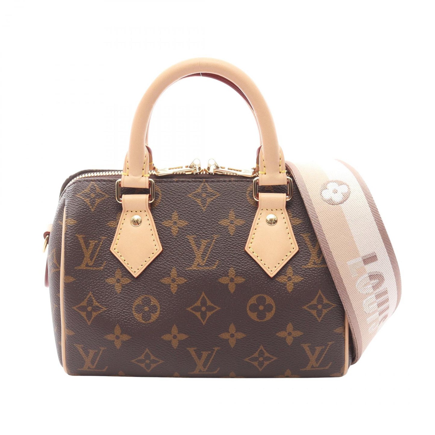 スピーディ バンドリエール 20 モノグラム ベージュ 2WAY ハンドバッグ PVC レザー ブラウン ルイヴィトン バッグ LOUIS VUITTON