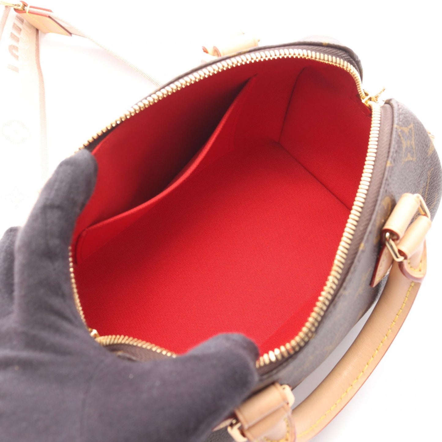 スピーディ バンドリエール 20 モノグラム ベージュ 2WAY ハンドバッグ PVC レザー ブラウン ルイヴィトン バッグ LOUIS VUITTON