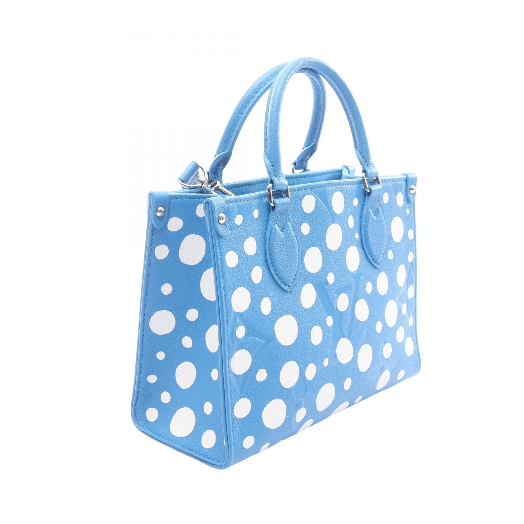 LOUIS VUITTON × yayoi kusama オンザゴーPM 2WAY ハンドバッグ レザー ブルー ホワイト ルイヴィトン バッグ LOUIS VUITTON