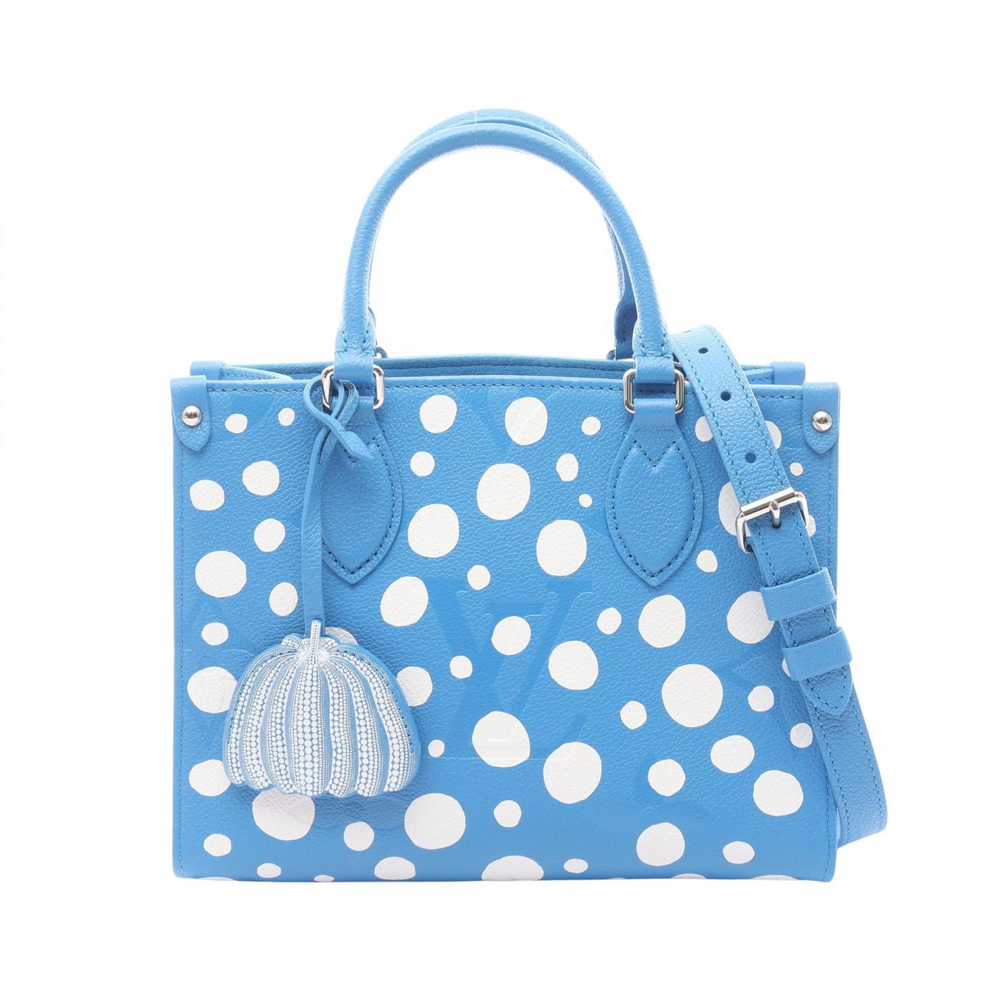 LOUIS VUITTON × yayoi kusama オンザゴーPM 2WAY ハンドバッグ レザー ブルー ホワイト ルイヴィトン バッグ LOUIS VUITTON