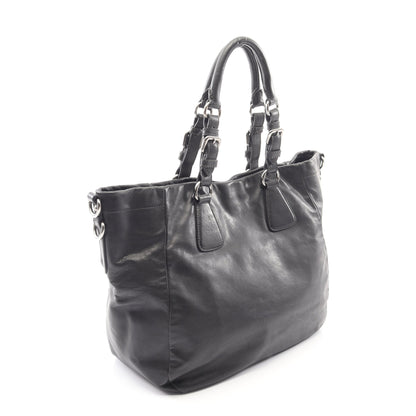 SOFT CALF 2WAY ハンドバッグ レザー ブラック プラダ バッグ PRADA