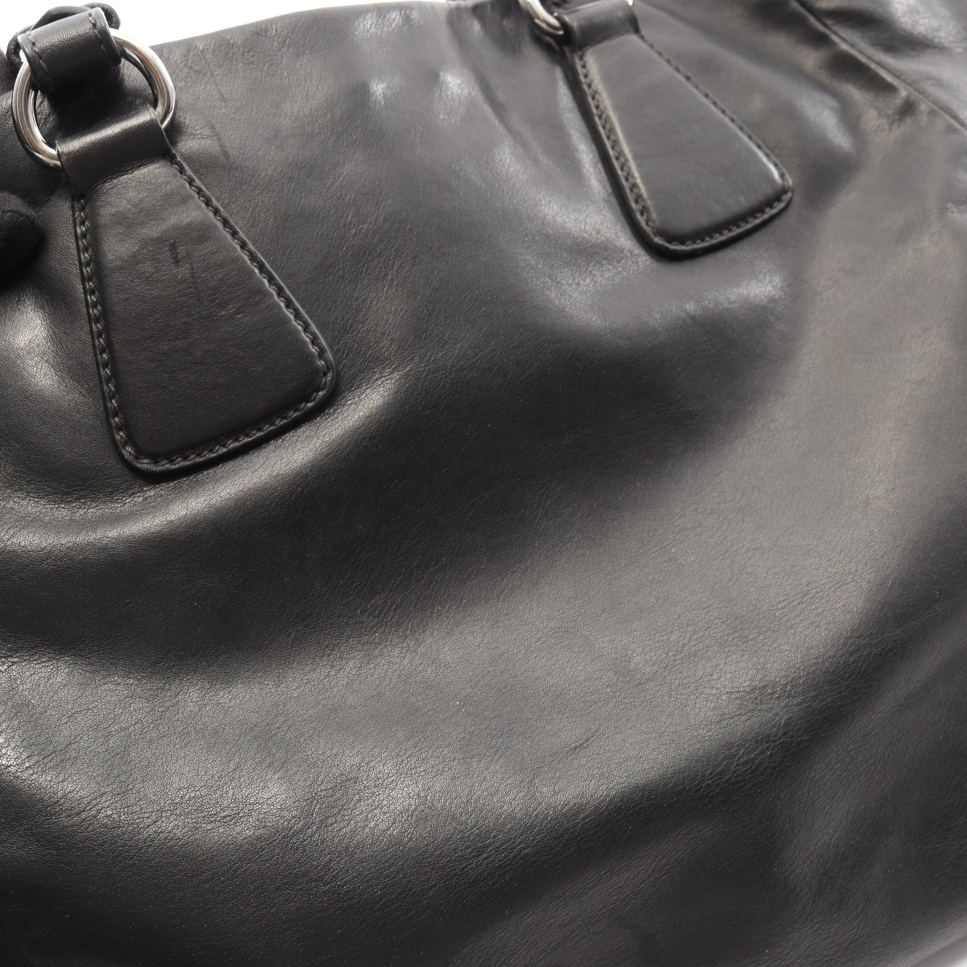SOFT CALF 2WAY ハンドバッグ レザー ブラック プラダ バッグ PRADA