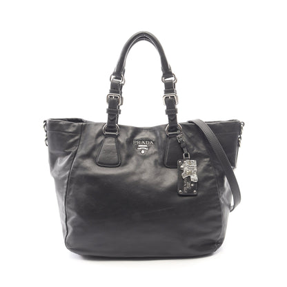 SOFT CALF 2WAY ハンドバッグ レザー ブラック プラダ バッグ PRADA