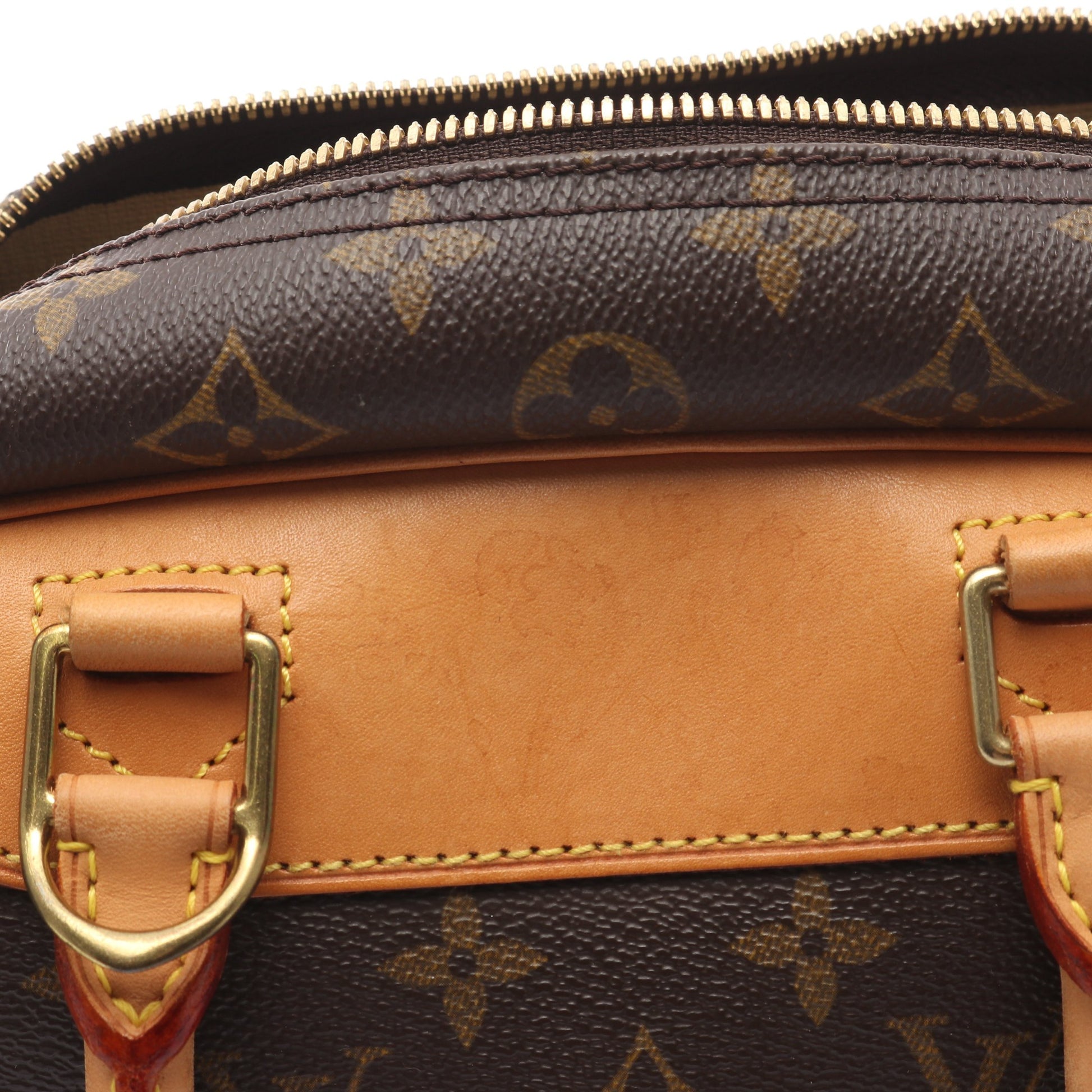 ドーヴィル ボーリングヴァニティ モノグラム ハンドバッグ PVC レザー ブラウン ルイヴィトン バッグ LOUIS VUITTON