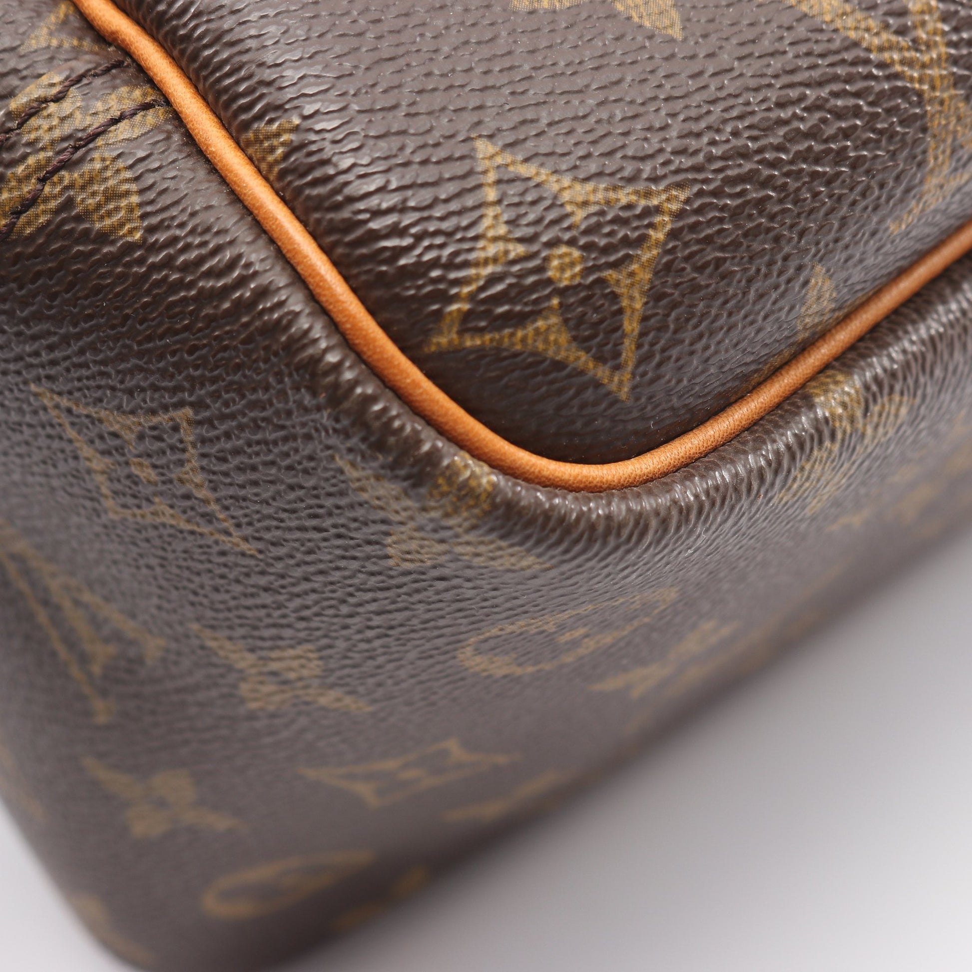 ドーヴィル ボーリングヴァニティ モノグラム ハンドバッグ PVC レザー ブラウン ルイヴィトン バッグ LOUIS VUITTON