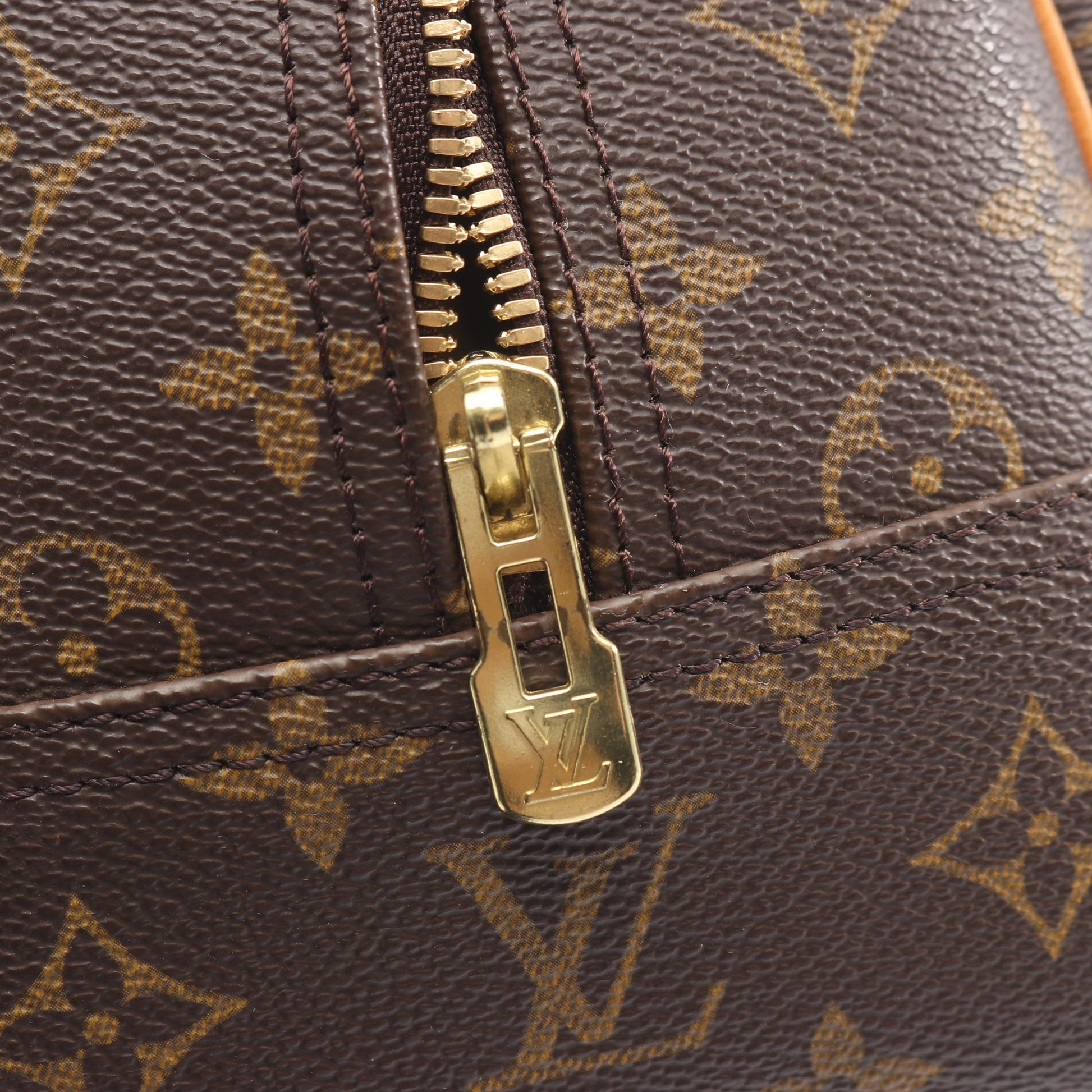 ドーヴィル ボーリングヴァニティ モノグラム ハンドバッグ PVC レザー ブラウン ルイヴィトン バッグ LOUIS VUITTON