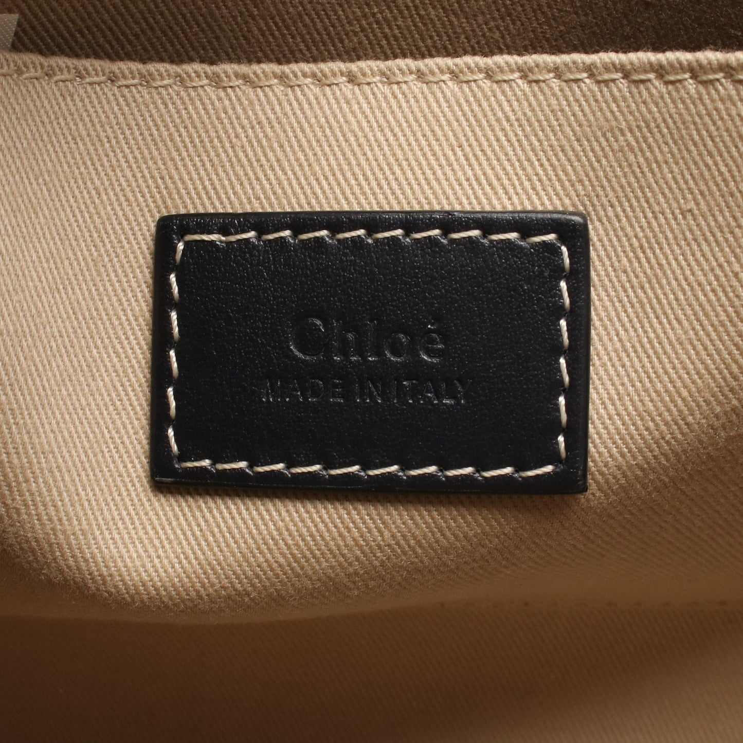 WOODY ウッディ スモール 2WAY ハンドバッグ トートバッグ キャンバス レザー ベージュ ネイビー クロエ