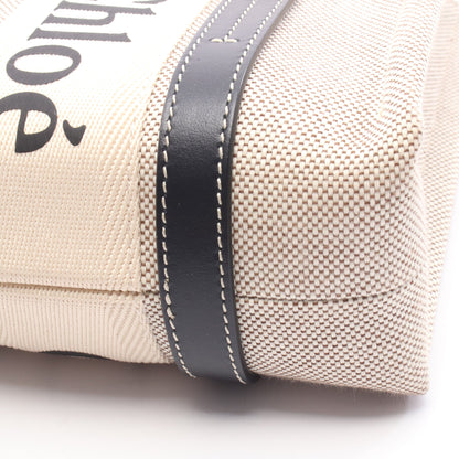 WOODY ウッディ スモール 2WAY ハンドバッグ トートバッグ キャンバス レザー ベージュ ネイビー クロエ