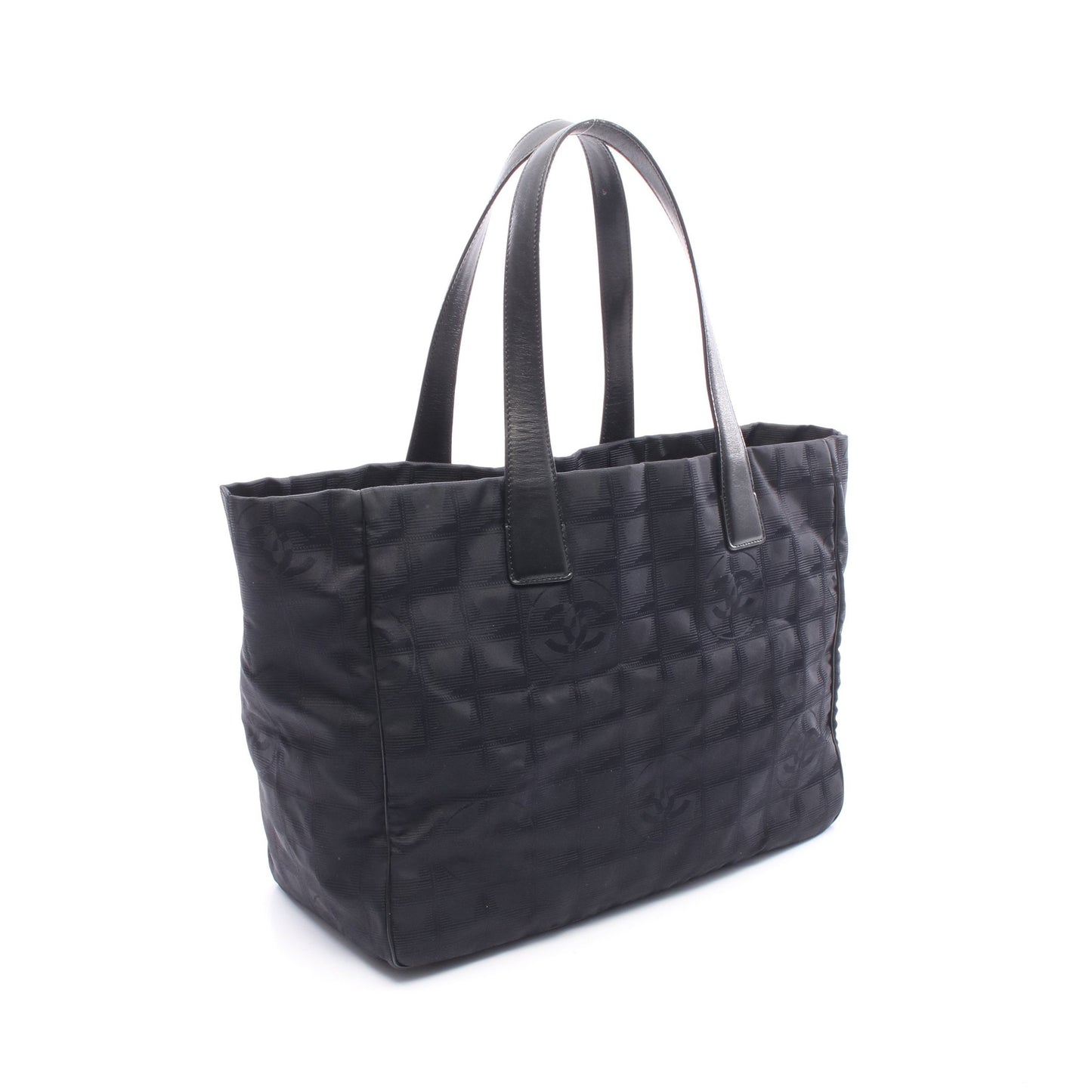 ニュートラベルラインMM ハンドバッグ トートバッグ ナイロンキャンバス レザー ブラック ゴールド金具 シャネル