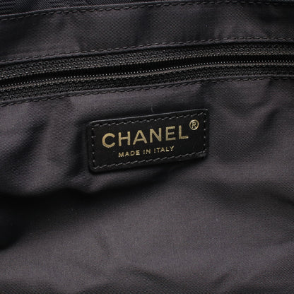ニュートラベルラインMM ハンドバッグ トートバッグ ナイロンキャンバス レザー ブラック ゴールド金具 シャネル