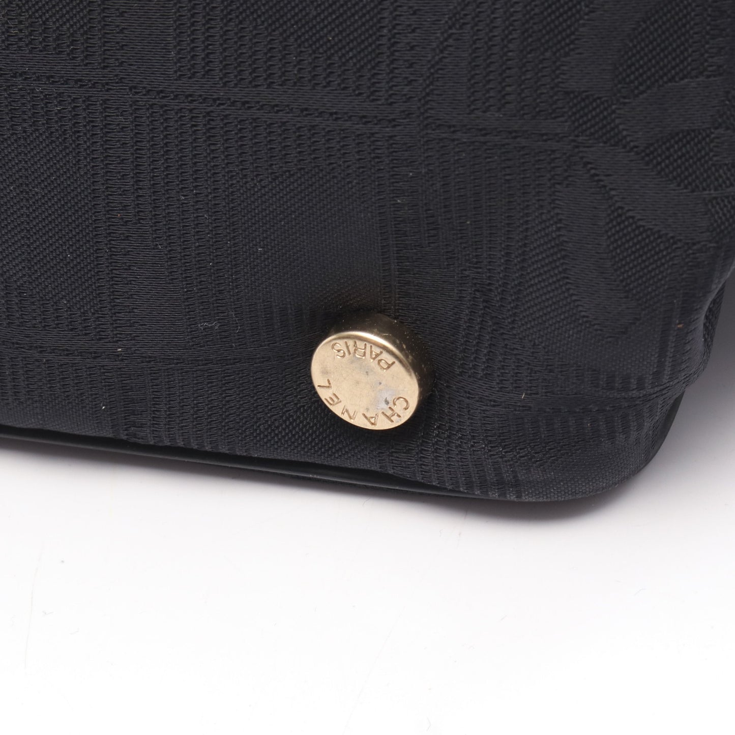 ニュートラベルラインMM ハンドバッグ トートバッグ ナイロンキャンバス レザー ブラック ゴールド金具 シャネル