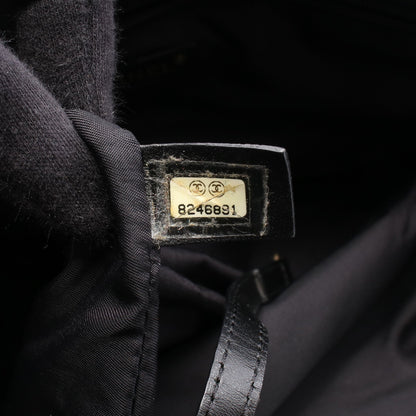 ニュートラベルラインMM ハンドバッグ トートバッグ ナイロンキャンバス レザー ブラック ゴールド金具 シャネル