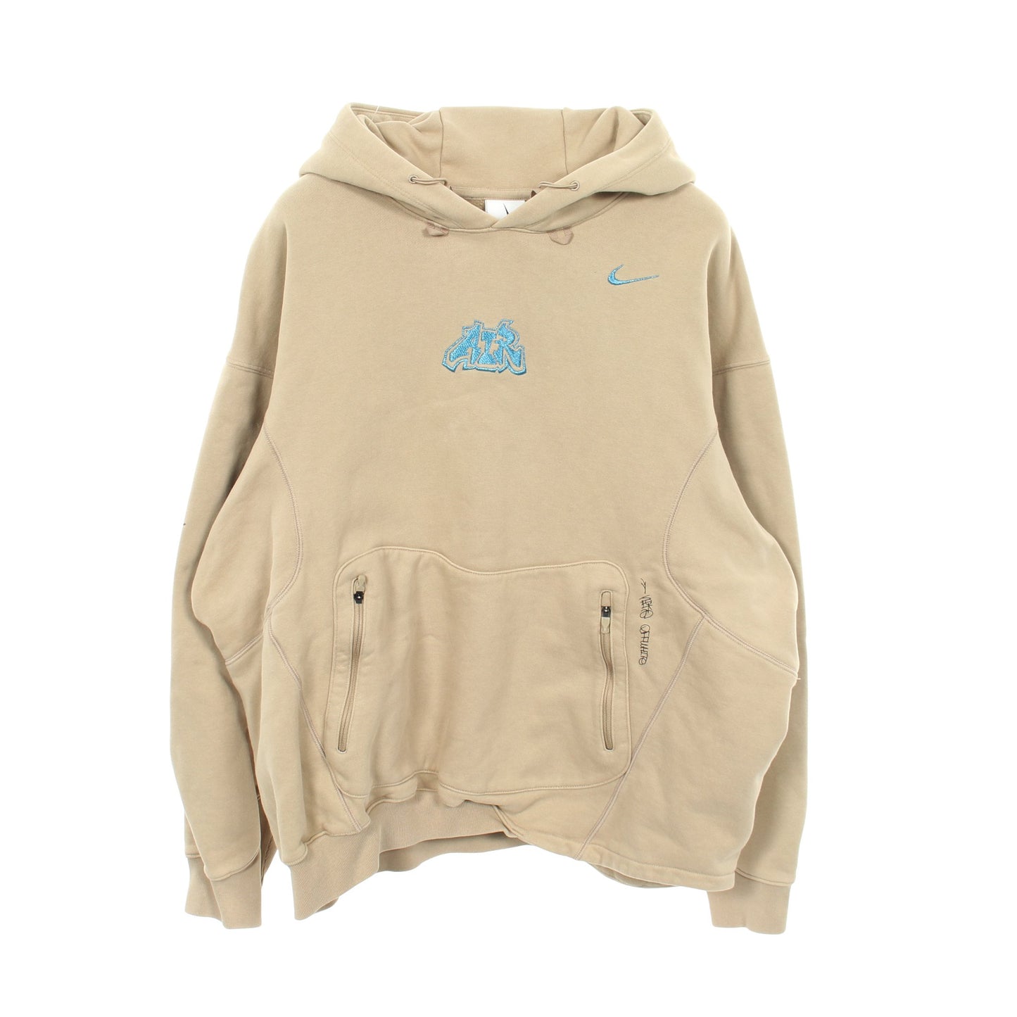 OFF-WHITE × NIKE NRG Fleece Hoodie プルオーバーパーカー コットン ベージュ オフホワイト トップス OFF-WHITE