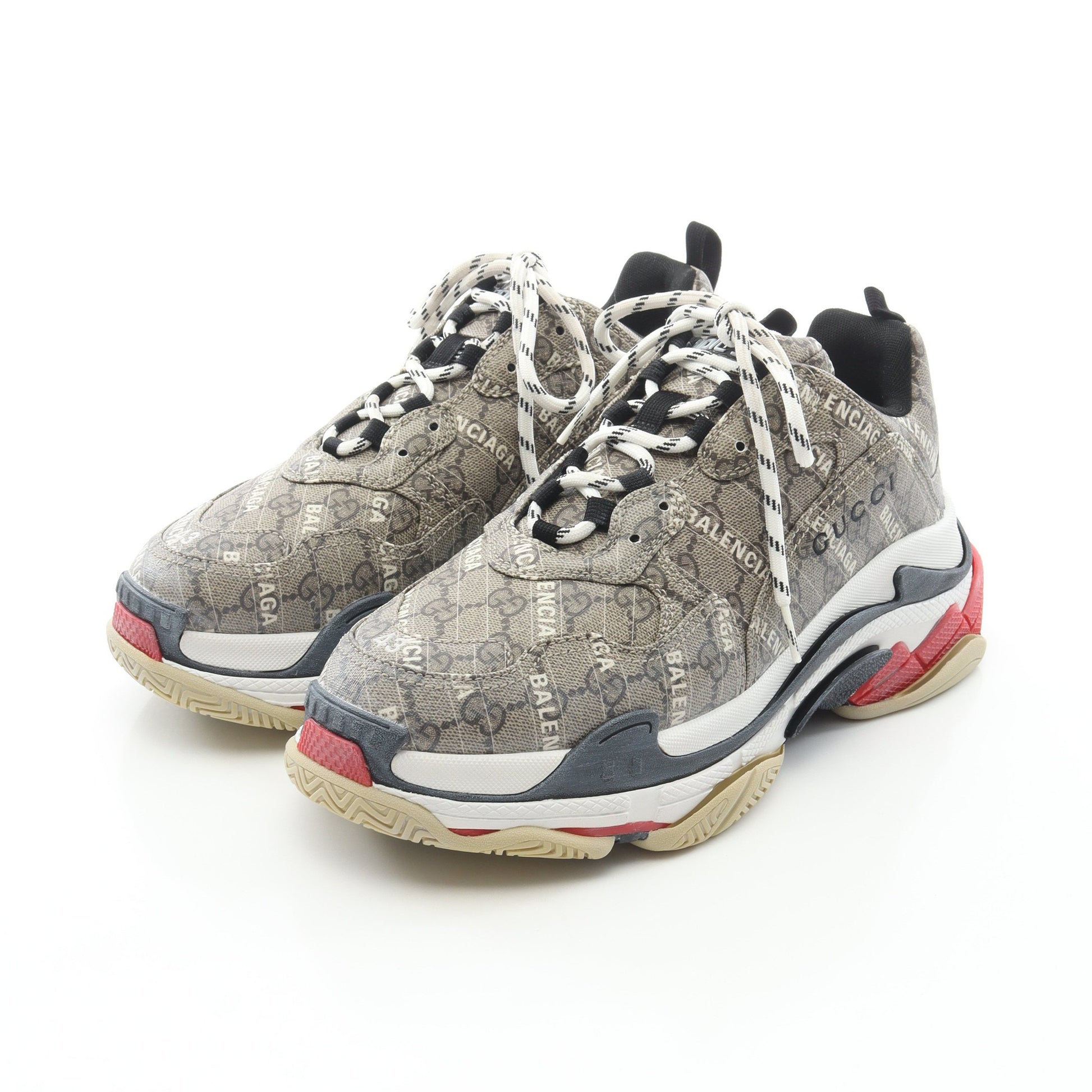 GUCCI × BALENCIAGA ザ ハッカー プロジェクト TRIPLE S トリプルS GGスプリーム スニーカー PVC ベージュ マルチカラー グッチ シューズ GUCCI