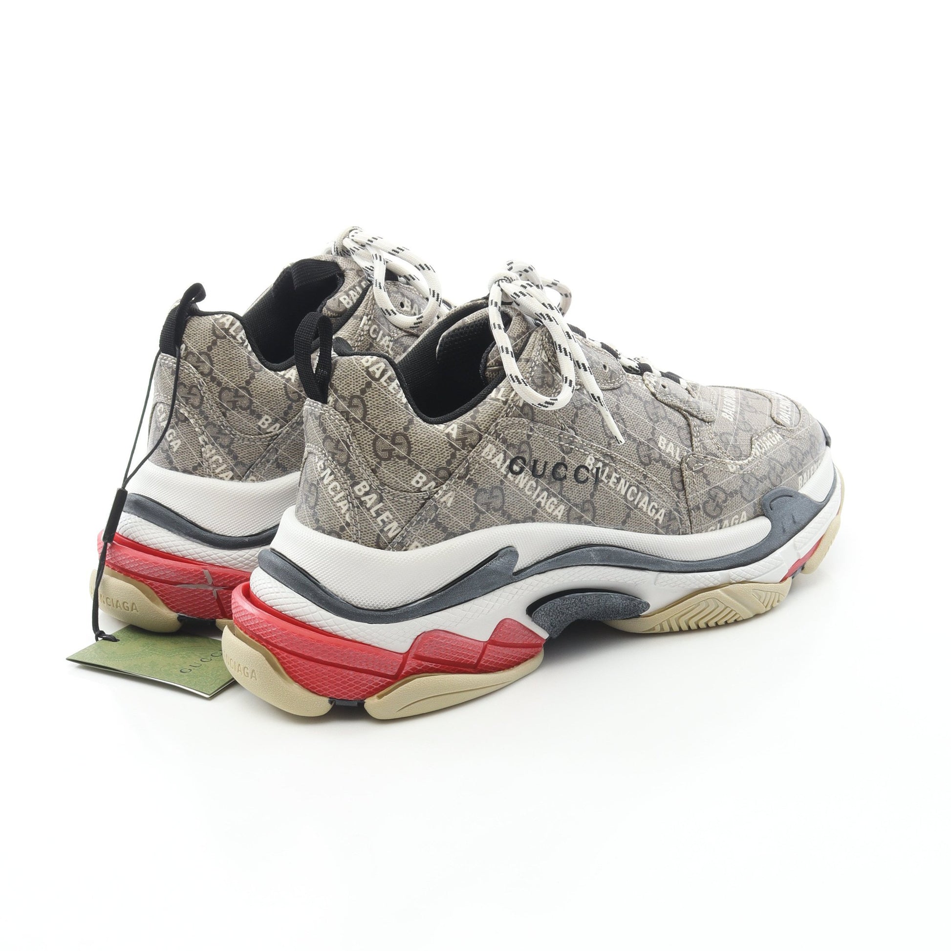 GUCCI × BALENCIAGA ザ ハッカー プロジェクト TRIPLE S トリプルS GGスプリーム スニーカー PVC ベージュ マルチカラー グッチ シューズ GUCCI