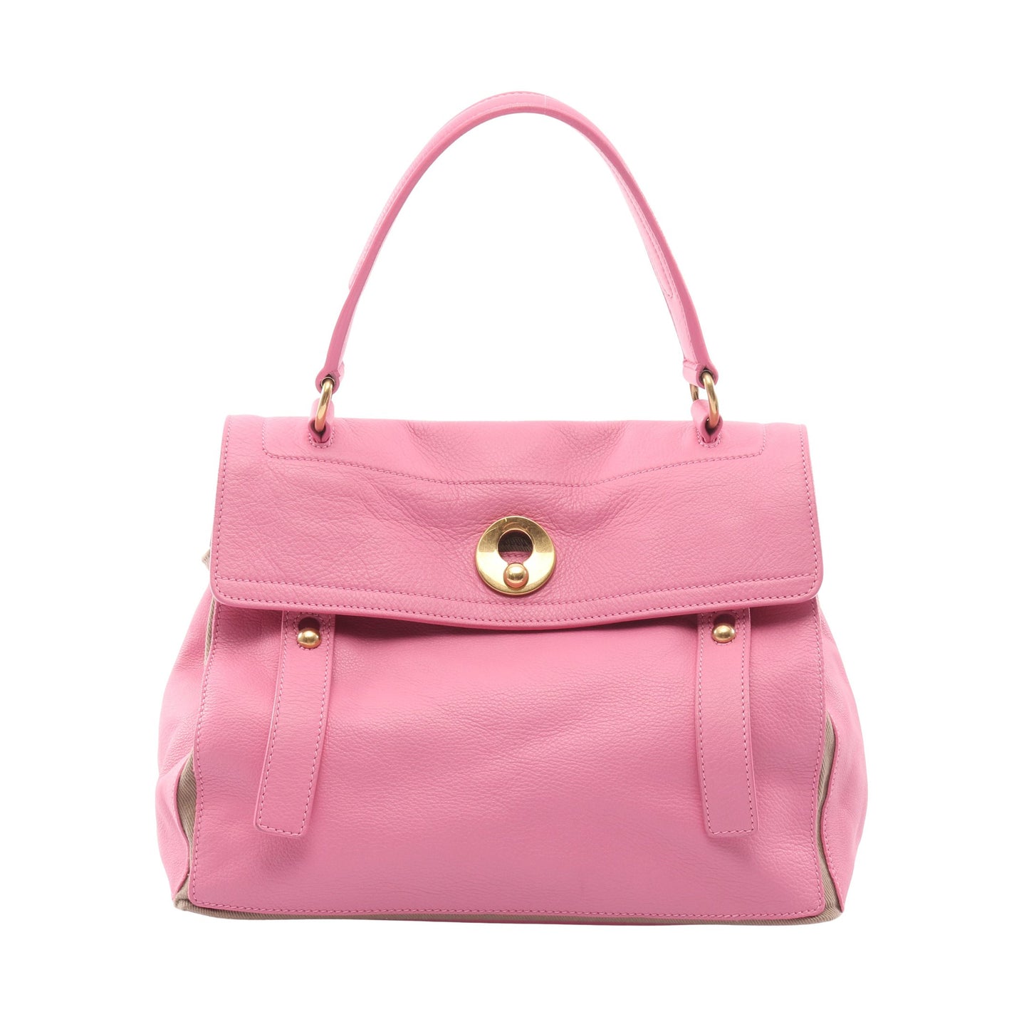 ミューズトゥ ハンドバッグ レザー キャンバス ピンク ベージュ イヴサンローラン バッグ YVES SAINT LAURENT