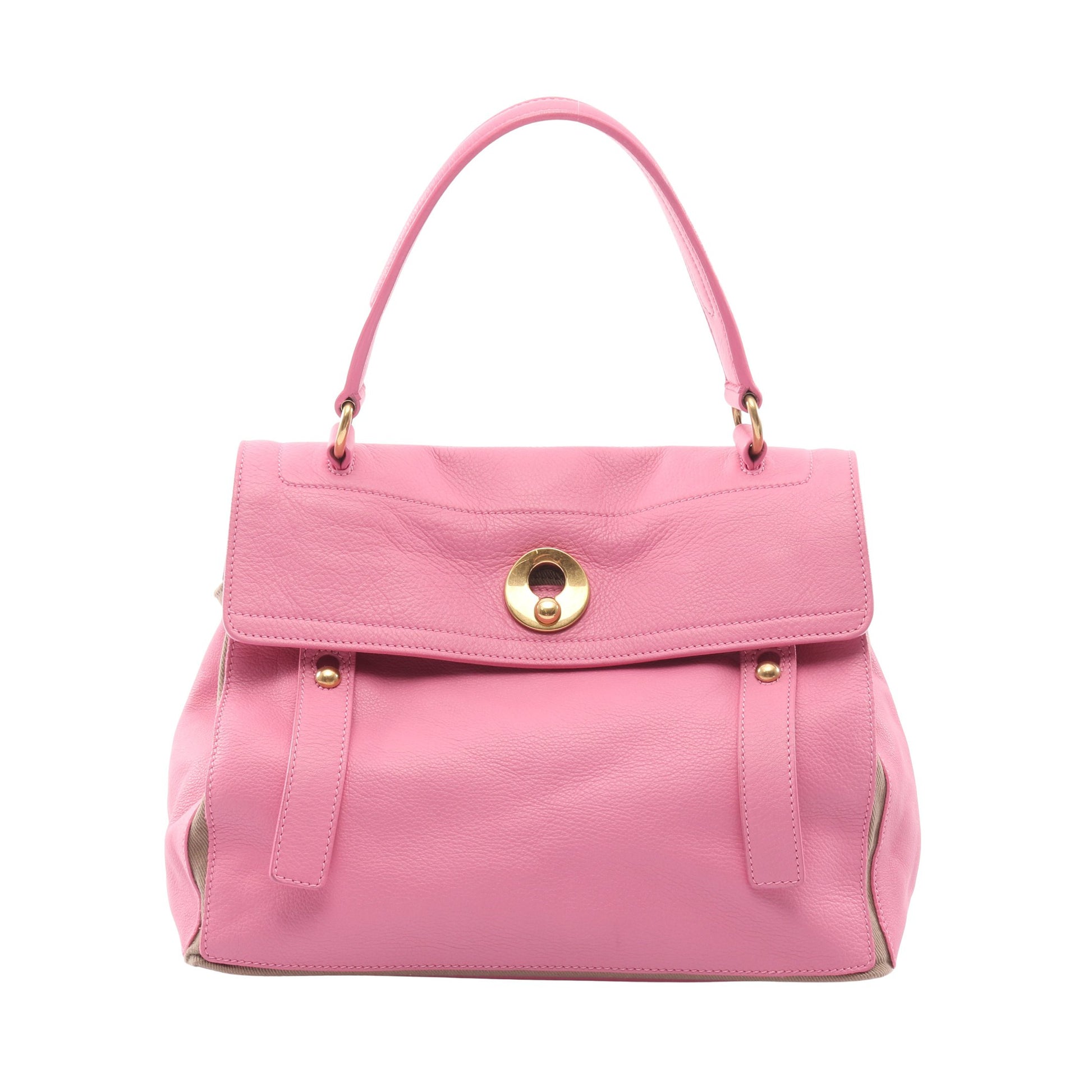 ミューズトゥ ハンドバッグ レザー キャンバス ピンク ベージュ イヴサンローラン バッグ YVES SAINT LAURENT