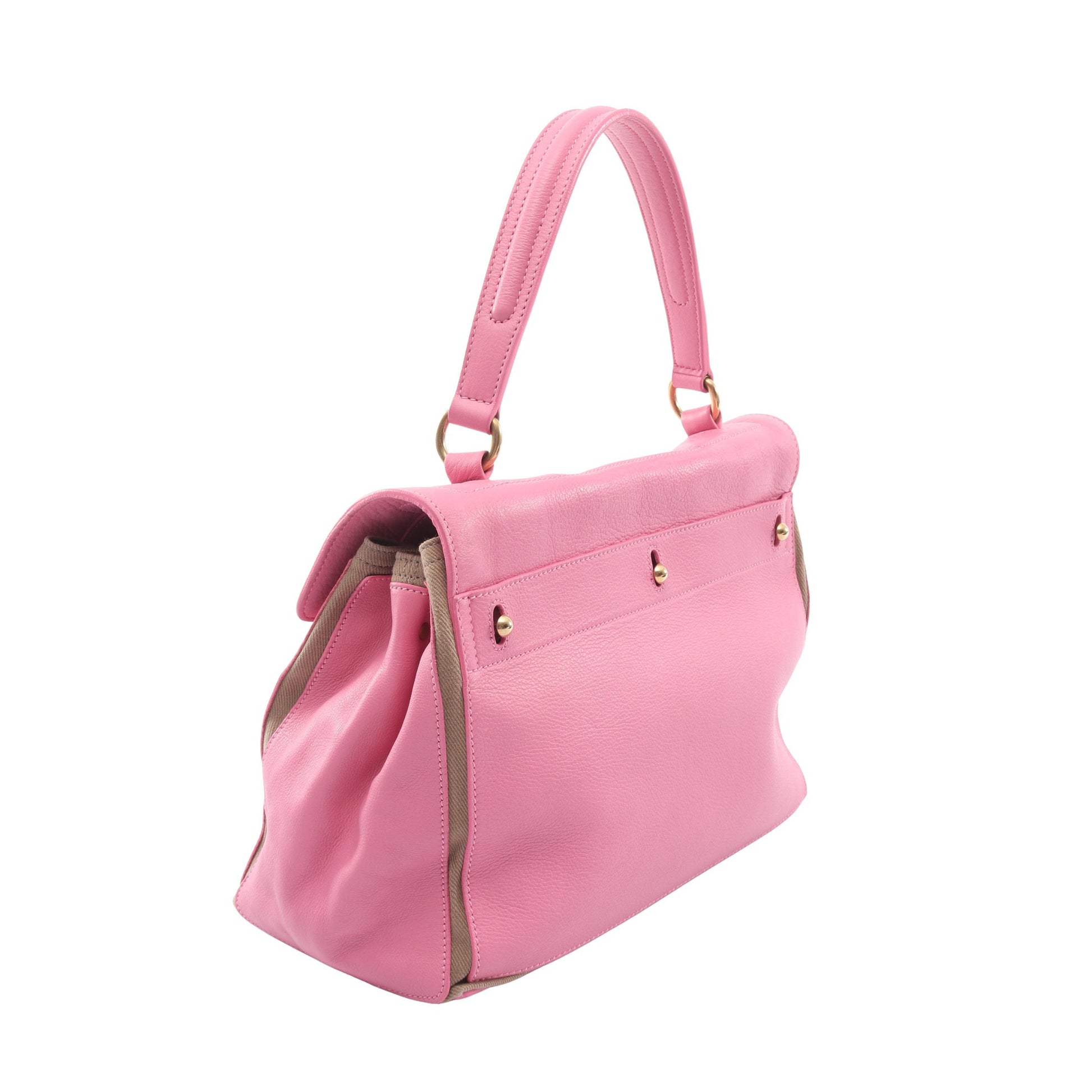 ミューズトゥ ハンドバッグ レザー キャンバス ピンク ベージュ イヴサンローラン バッグ YVES SAINT LAURENT