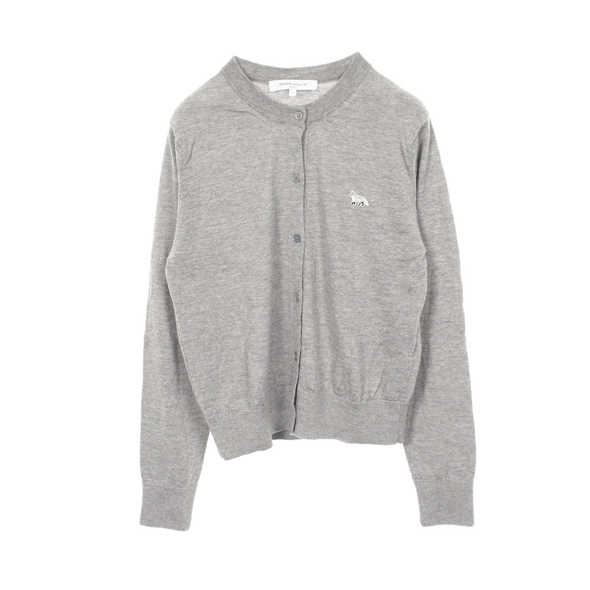 FOXパッチ レギュラー カーディガン ウール グレー メゾンキツネ トップス MAISON KITSUNE