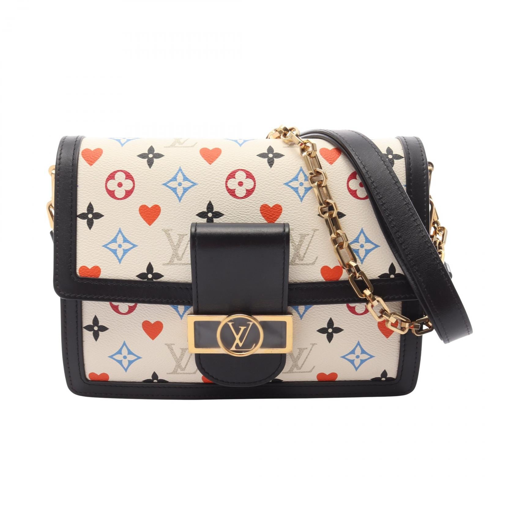 ドーフィーヌMM モノグラム 2WAY チェーンショルダーバッグ PVC レザー オフホワイト ブラック ルイヴィトン バッグ LOUIS VUITTON