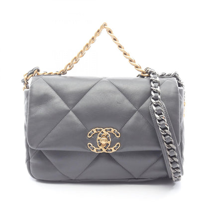 19 ディズヌフ マトラッセ コンビ金具 2WAY チェーンショルダーバッグ ラムスキン グレー シャネル バッグ CHANEL