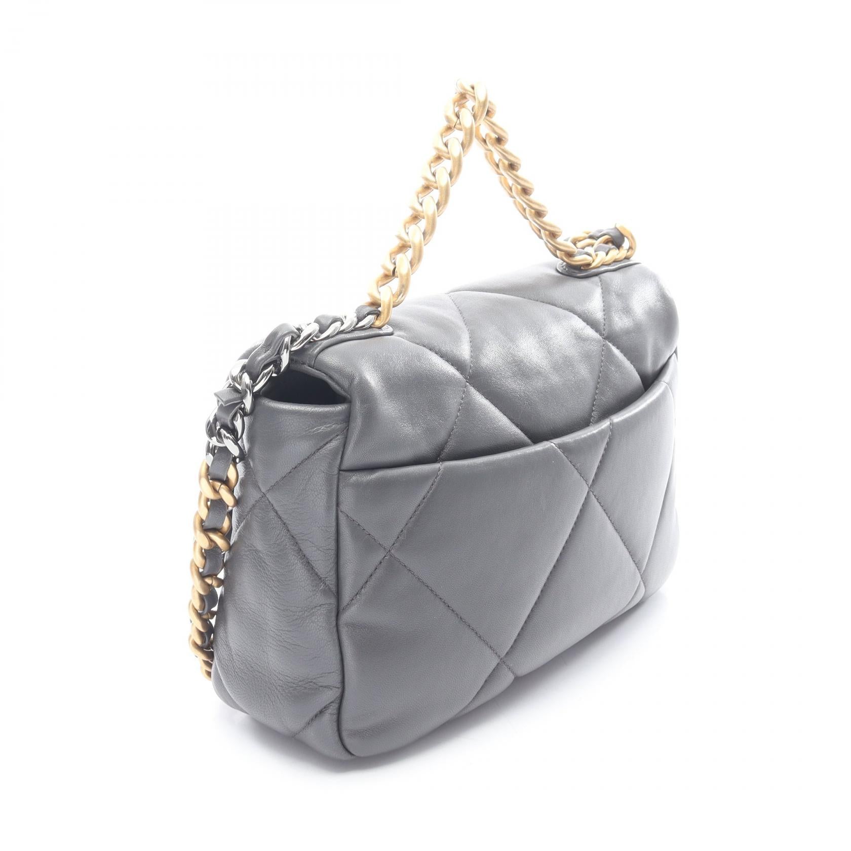 19 ディズヌフ マトラッセ コンビ金具 2WAY チェーンショルダーバッグ ラムスキン グレー シャネル バッグ CHANEL