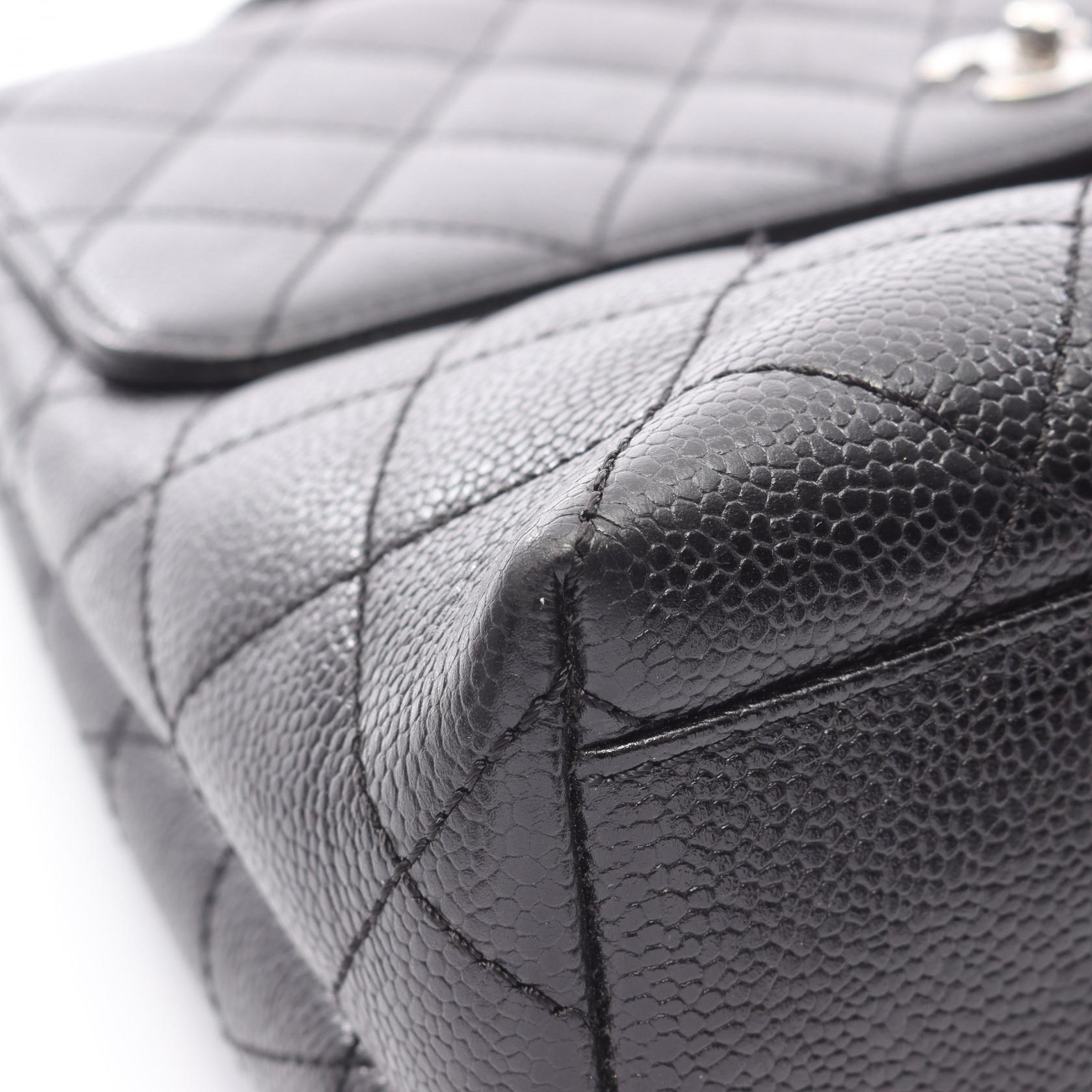マトラッセ トップハンドル ハンドバッグ キャビアスキン ブラック シルバー金具 シャネル バッグ CHANEL