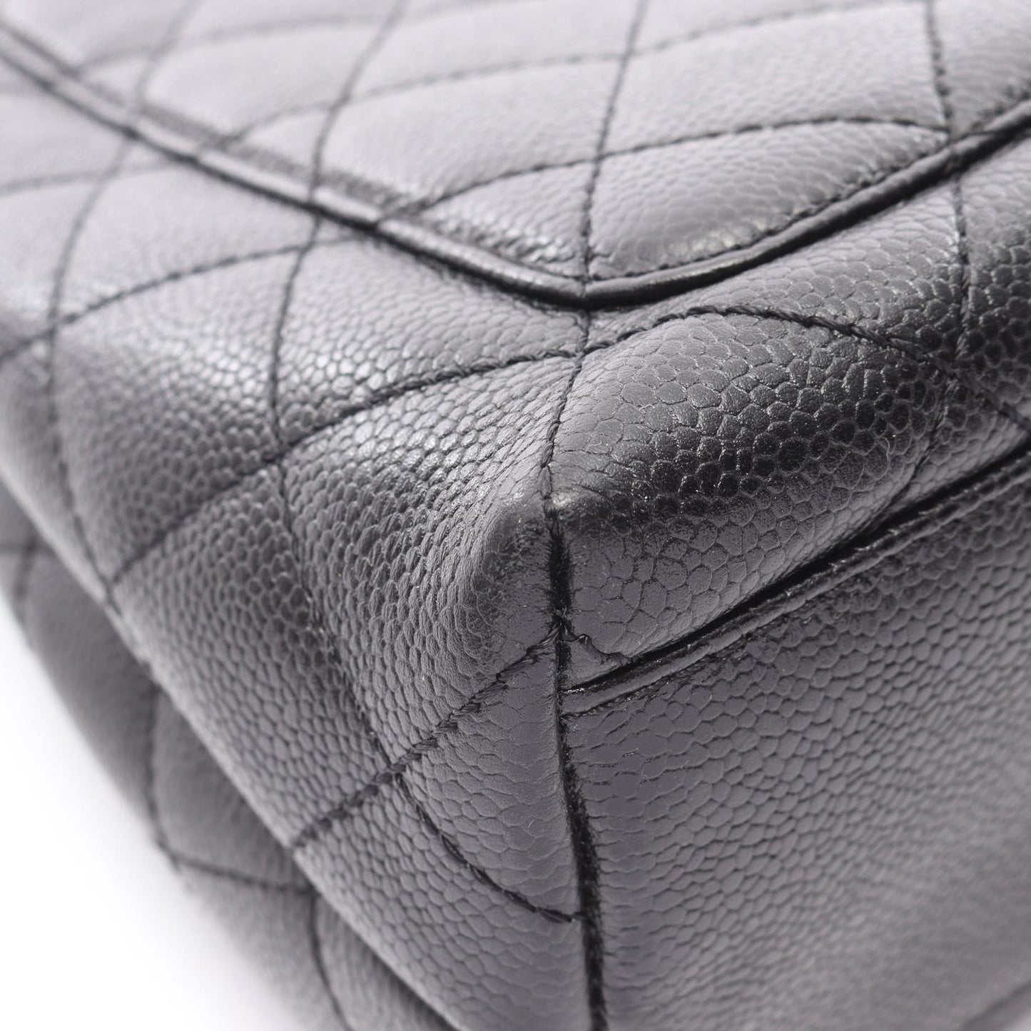 マトラッセ トップハンドル ハンドバッグ キャビアスキン ブラック シルバー金具 シャネル バッグ CHANEL