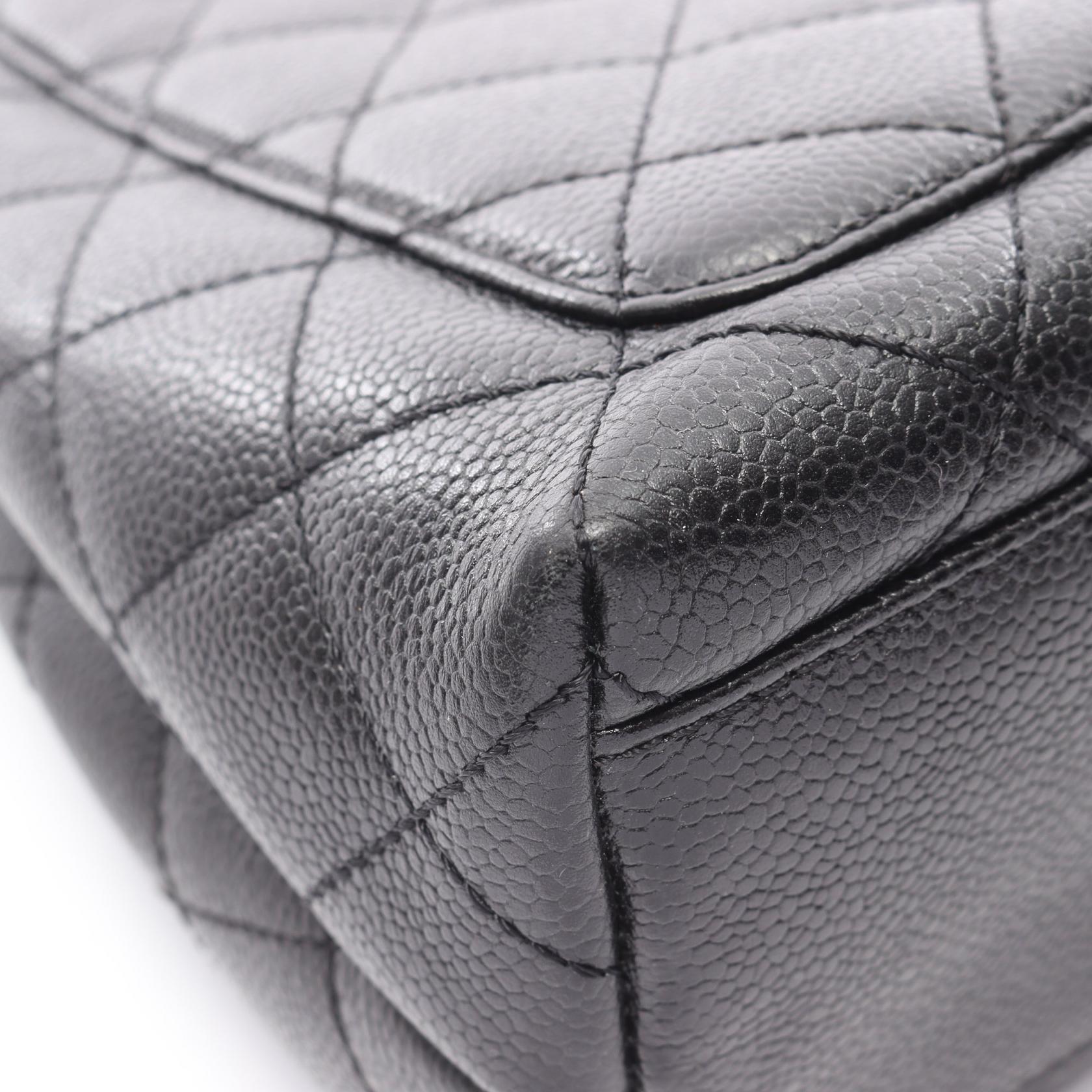 マトラッセ トップハンドル ハンドバッグ キャビアスキン ブラック シルバー金具 シャネル バッグ CHANEL