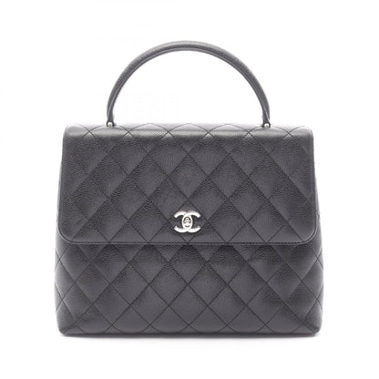 マトラッセ トップハンドル ハンドバッグ キャビアスキン ブラック シルバー金具 シャネル バッグ CHANEL
