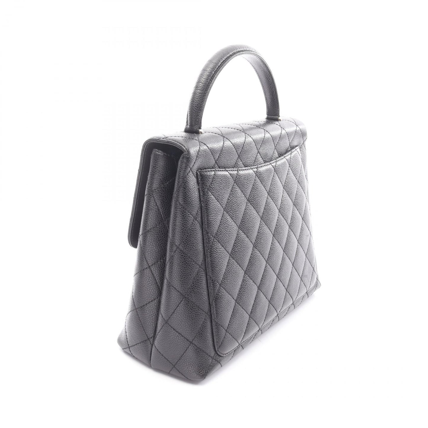 マトラッセ トップハンドル ハンドバッグ キャビアスキン ブラック シルバー金具 シャネル バッグ CHANEL