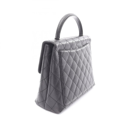 マトラッセ トップハンドル ハンドバッグ キャビアスキン ブラック シルバー金具 シャネル バッグ CHANEL