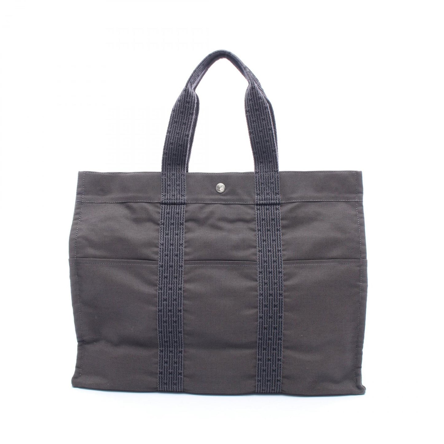 エールラインGM ハンドバッグ トートバッグ キャンバス ダークグレー シルバー金具 エルメス バッグ HERMES
