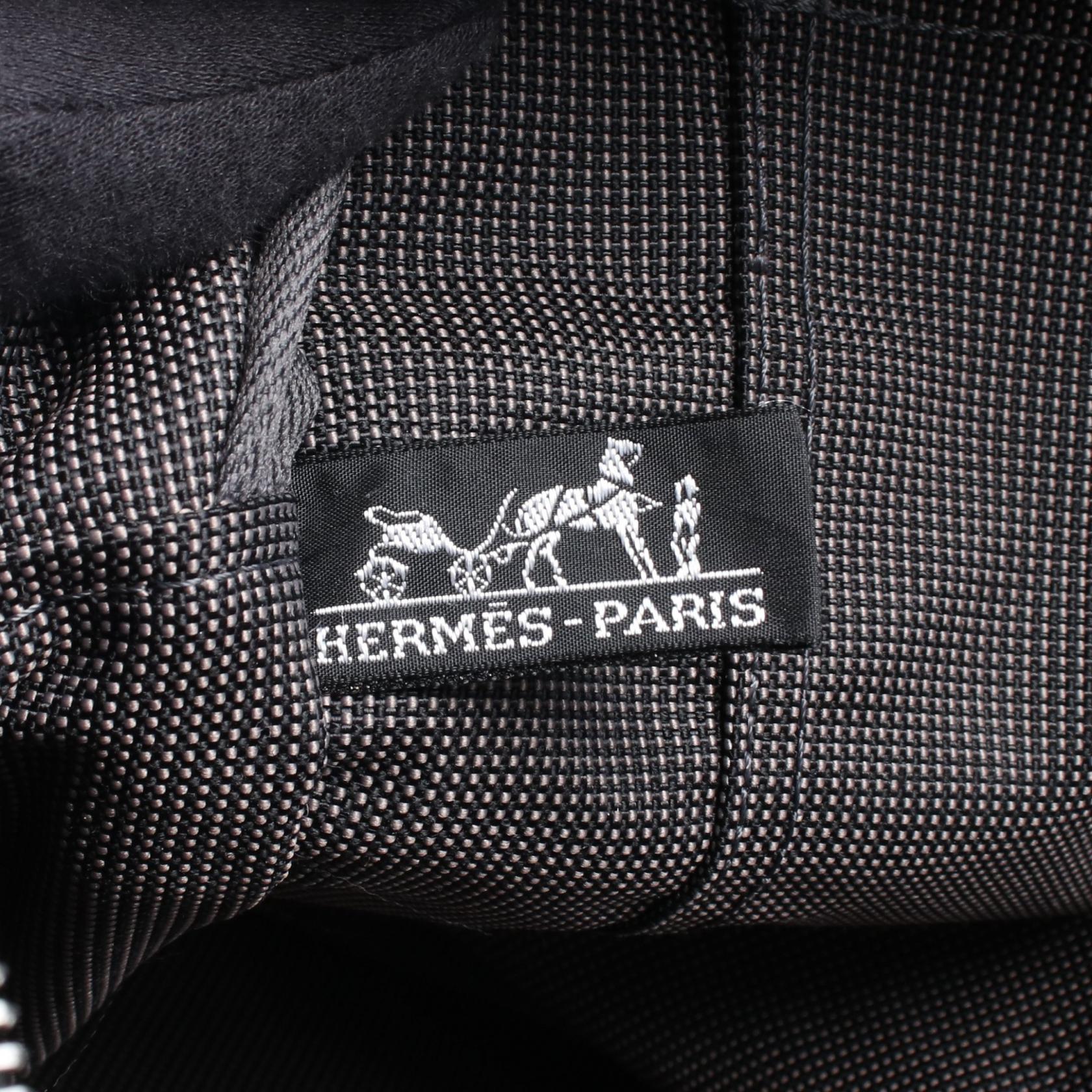 エールラインGM ハンドバッグ トートバッグ キャンバス ダークグレー シルバー金具 エルメス バッグ HERMES