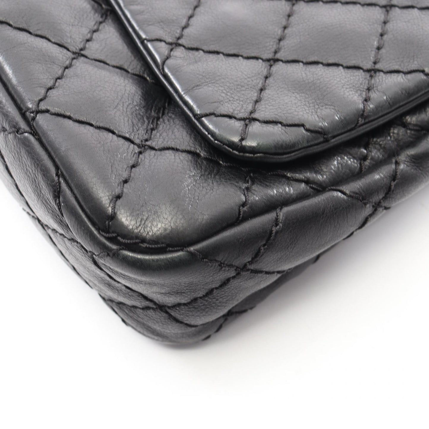 ワイルドステッチ チェーンショルダーバッグ レザー ブラック シルバー金具 シャネル バッグ CHANEL